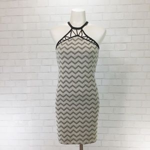 Nasty Gal Chevron Halter Cage Neck Mini Dress